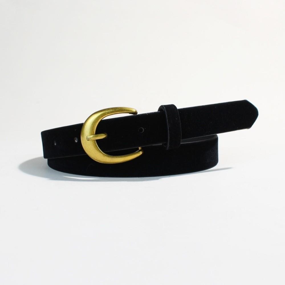 Luxury Design Suede Leather Belt Versatile Gold Pin Buckle Women Waist Belt Retro Vintage Frosted Thin Waistband