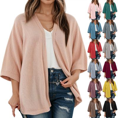 Women Fashion Cardigan Casual Ribbed Knit Open Front Short Sleeve Color Lightweight Soft Shirts