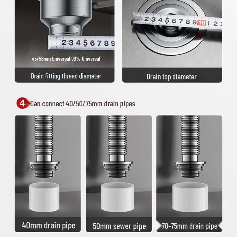 Stainless Steel Kitchen Double Sink Drain Kit