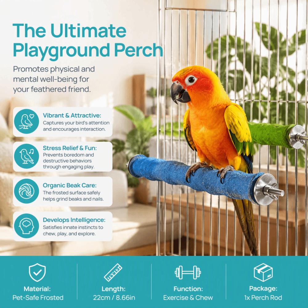 Rough-Surfaced Bird Perch Stand Scrub Station Wooden Chew Toy Parrot Cage Toy  Bird Training