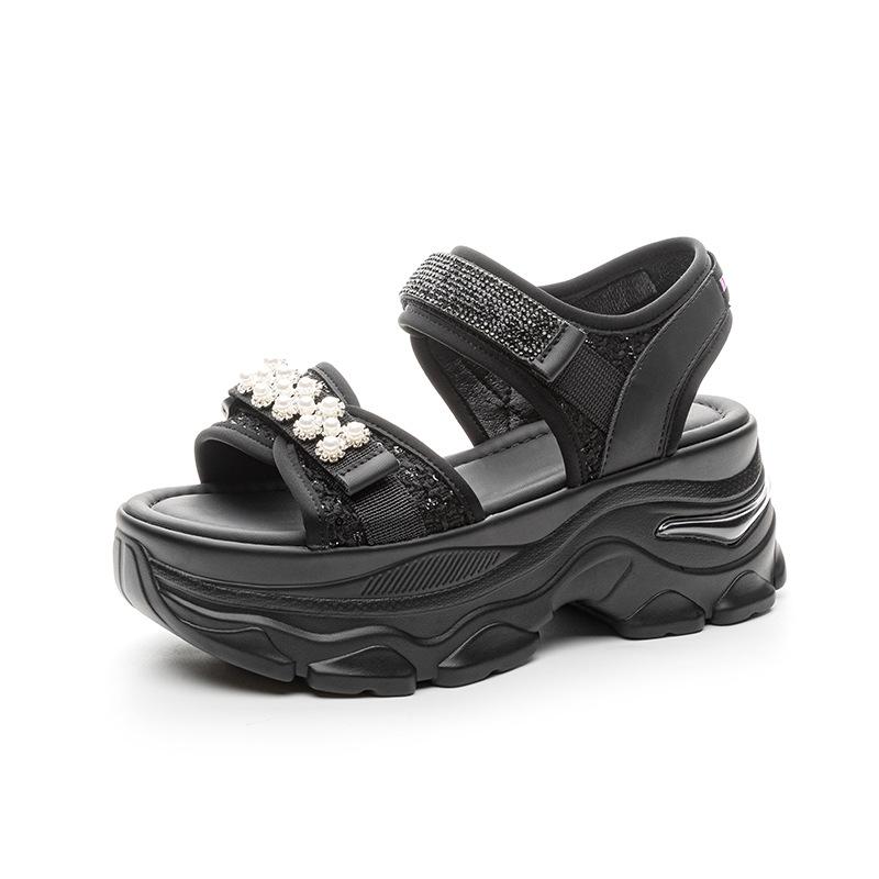 Fashion 2025 New 7cm Air Mesh Breathable New Women Sandals Comfy Shoes Fashion Summer Fish Toe Platform Wedge High Hidden Heels Ladies