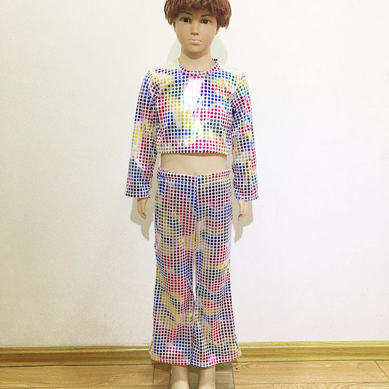 Kinderen Polka Dot Pailletten Zeemeermin Optreden Kostuum Bell Bottoms