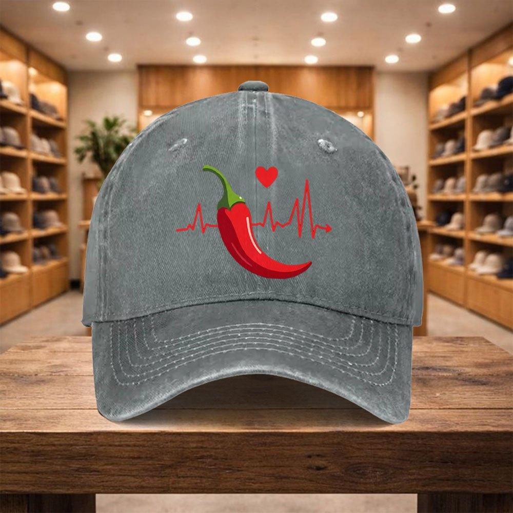 pc Adjustable Snapback Baseball Cap with Chili Pepper  EKG Design  Lightweight Unisex Hat Suitable for Sports Travel Street
