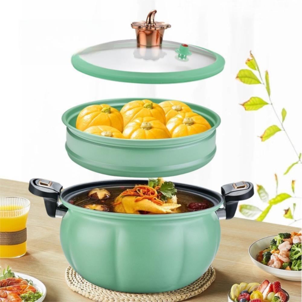 2 Layer Micro-Pressure Pot Large Capacity Steamer Stew Pot  Gas Induction Cooker