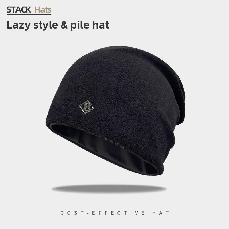 Color Fashionable Solid Pile Up Hat With Letter Decoration For Daily Outdoor