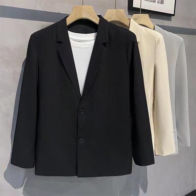 Men's Slim-Fit Casual Blazer - Spring, Korean Style, Versatile Solid Color.