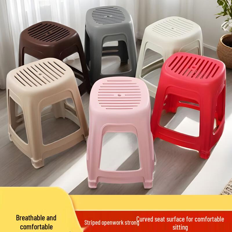 HUIHUADU Thickened Plastic Stripe Breathable Dining Stool