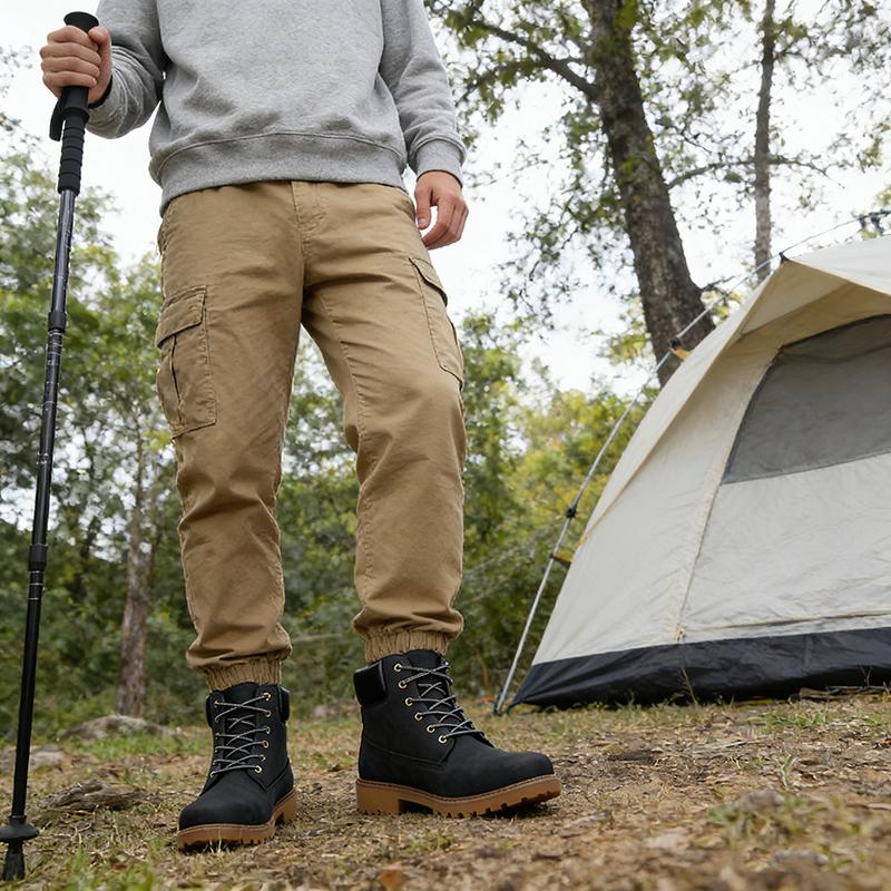 Men's Classic British Style Ankle Boots Non-Slip Rubber Sole Casual Work Boots Brand Male Footwear Blue Black Plus Size 45