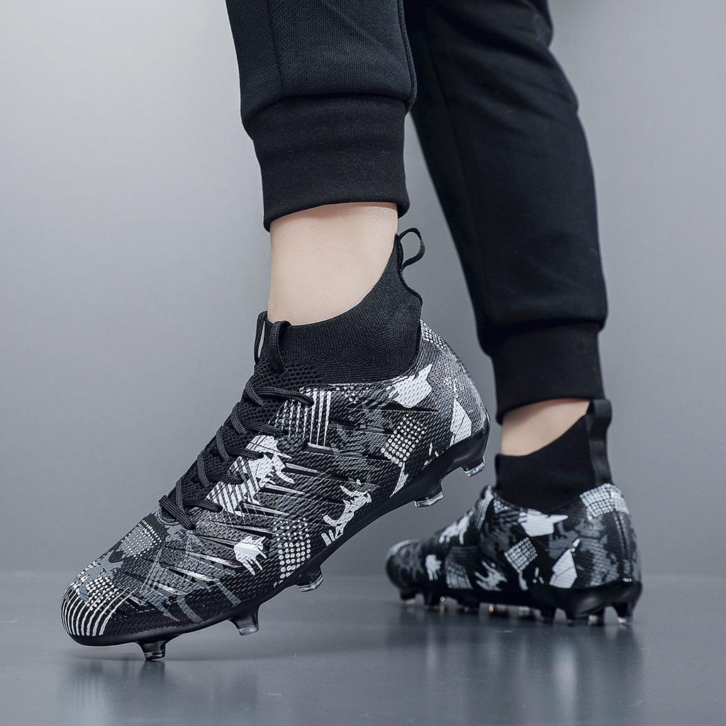 Professional Football Shoes Men Society Unisex Sneaker Sports High Quality TF/FG Long Spikes Soccer Shoes Cleats Football Boots