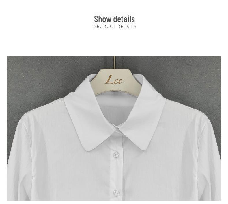 Korean White Cropped Slimming Long Sleeve Shirt for Women
