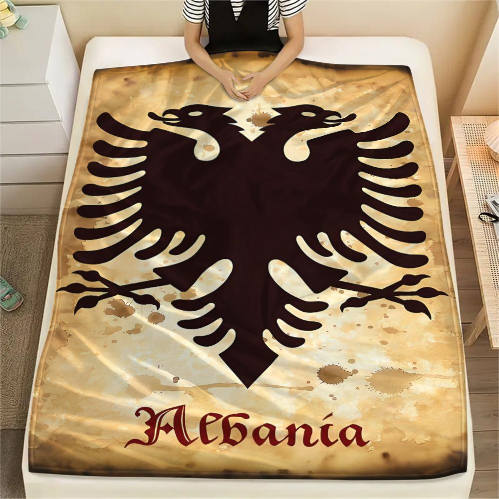 

1PC Republic of Albania Print Flannel Blanket, High quality All Seasons, Home Decor, Warmth and Comfort, Perfect for Christmas Gifts 80cm x 120cm