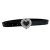 Elegant Women's Pu Leather Belt With Heart Shaped Buckle And Rhinestone Embellishments