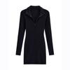 Elegant Black Slim Fit Little Black Dress with Feminine Design and Hip-Hugging Skirt
