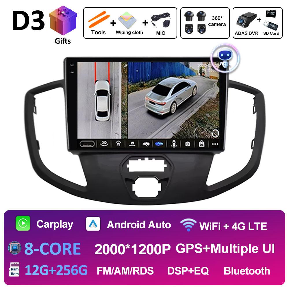 Android 14 Wireless Carplay For Ford Transit 2015 2016 2017 2018 Navigation GPS Cooling Fan Autoradio Car Multimedia Player WIFI