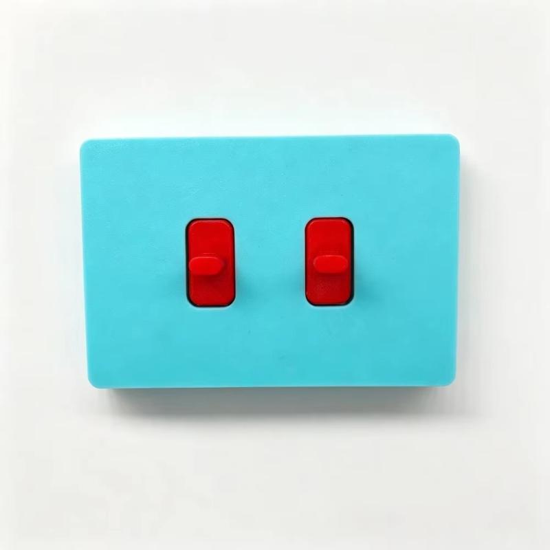 Minimalist Double-Button Push-Button Light Switch Frame, No Drilling Required. Double-Sided Adhesive Sticker Not Included.