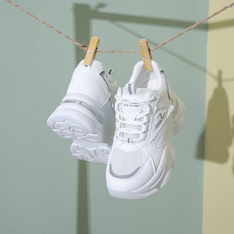 Muffin thick-soled lace-up casual sports shoes 2025 new fashion trend little white shoes suitable for wearing dad shoes in all seasons