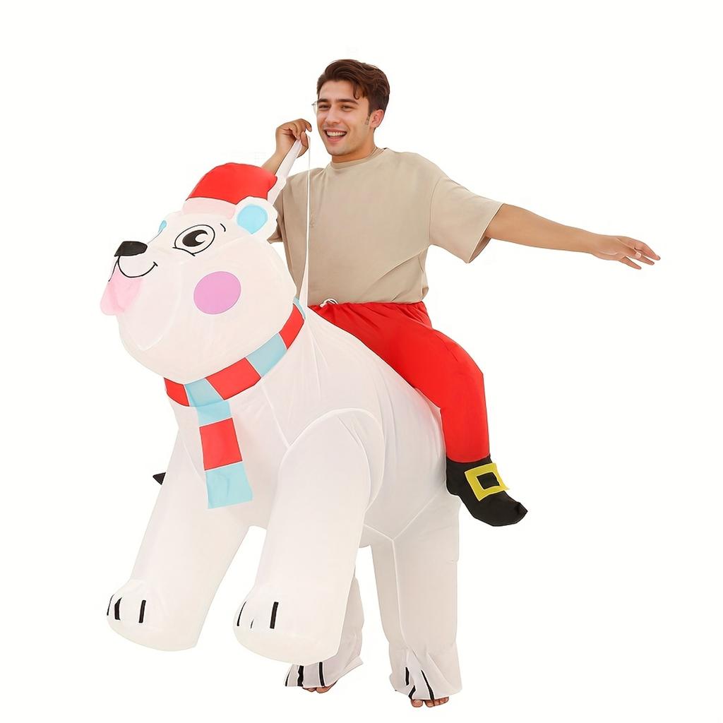White Bear Inflatable Costume - Riding On Costume Unisex Adult Inflatable Costumes for Christmas Party Halloween Cosplay