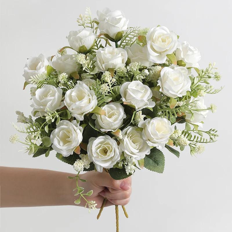 1pc Rose White Silk Bouquet Peony Artificial Flower 10 Big Head 4 Small Bud Wedding Brides Home Decoration Artificial Flower,Mother's Day,Women's Day