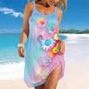 Robe de Plage pour Femme Mini Robe Imprimé Décontractée Moderne Robe Sans Manches Coupe Ample Extérieur Quotidien Été
