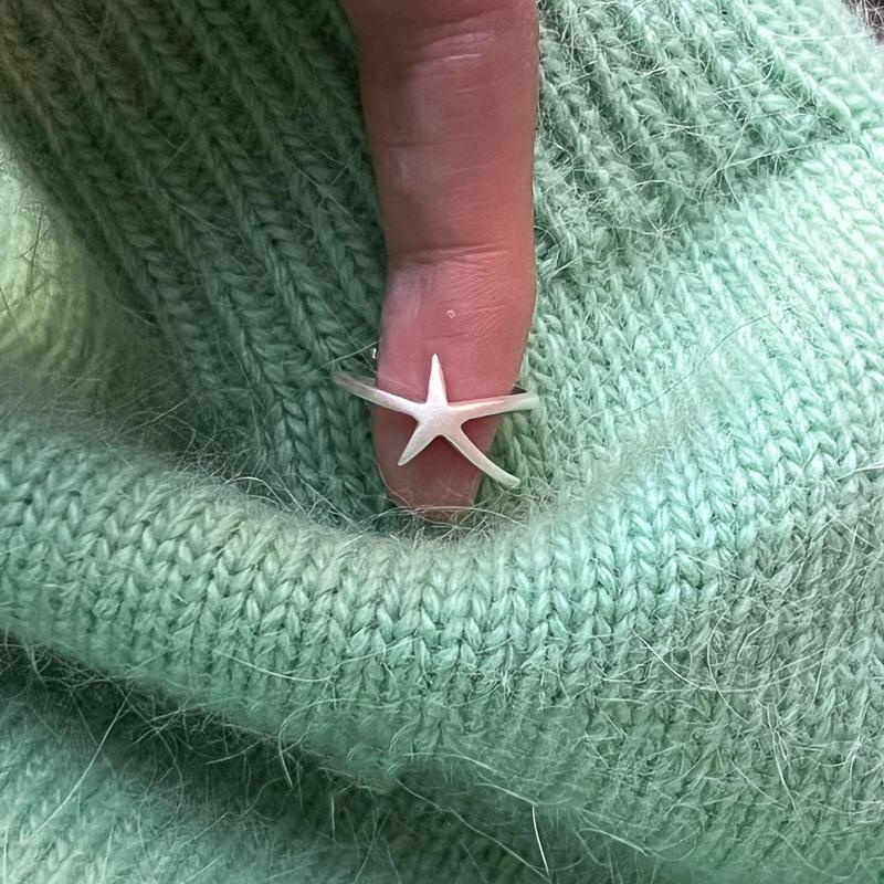 Plain Silver Five-pointed Star Open Ring, Simple and Fashionable Design Sense, Ring, Cold Wind, Personality, Versatile Jewelry, Advanced Sense