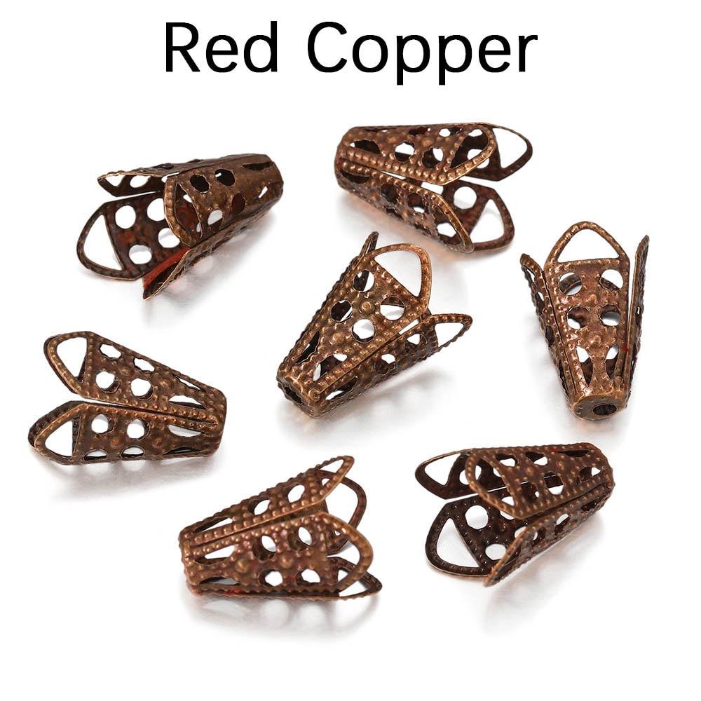 

50 шт./лот, филигранные полые трубы в форме цветка, конические бусины, колпачки для браслета «сделай сам», серьги, ювелирные изделия, принадлежности, аксессуары