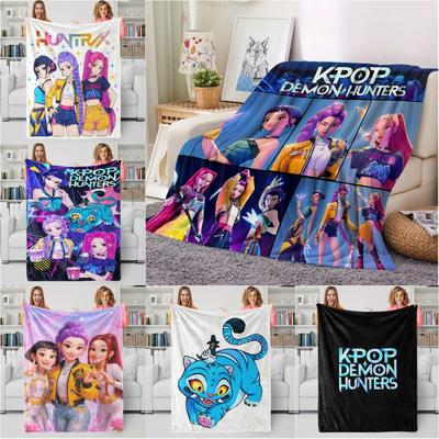 K-Pop Dämonenjäger Decke Mädchen Jungen Plüsch Überwurfdecke Neuheit Warme Decke Ganzjahres-Huntrix Fan Geschenk für Büro Reisen