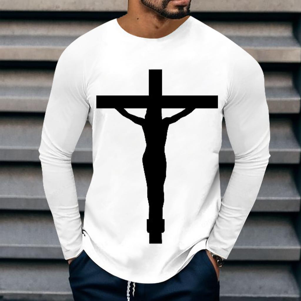 Dame o-hals langermet 3d-print t-skjorte