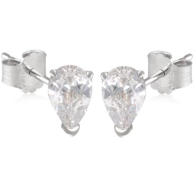 [Q2951] - Silver White 'Essentiel' Silver Earrings - 6x4 Mm (pears)