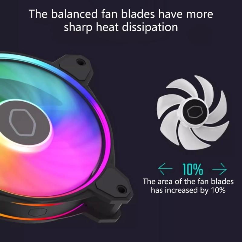 Quiet 120mm Infinitys Mirror LED PC Case Fan With AntiVibration Pad 4PIN PWM 800-1800RPM Coolers for Enhanceds Cooling