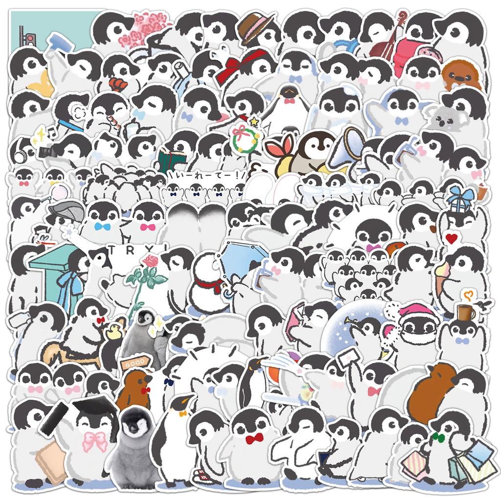 100 Watercolor Penguin Graffiti Stickers Mobile Phone Computer Water Cup Decoration Stickers Waterproof Creative Children Cartoon Stickers