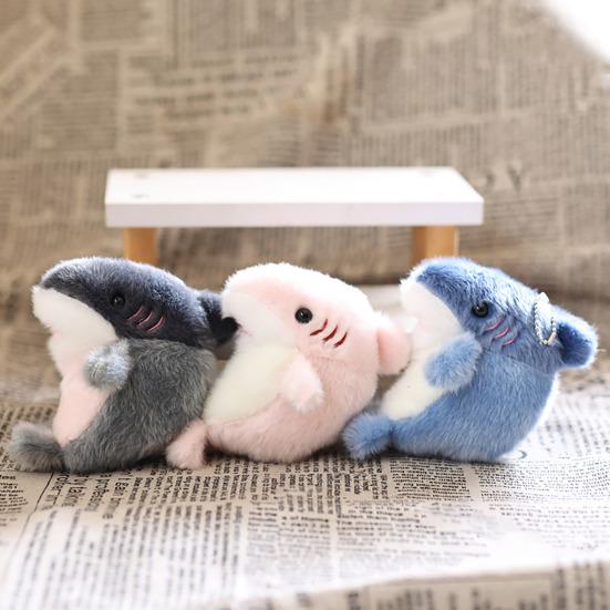 Chaveiro de Pelúcia de Tubarão Fofo, Pingente de Animal de Pelúcia Macio para Bolsa Mochila, Pingente de Chaveiro de Criatura do Oceano Kawaii, Presente para Crianças Meninas