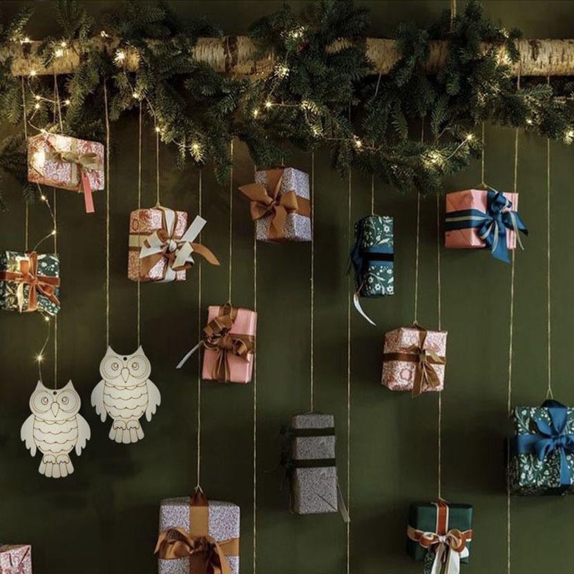 20/30/40 Owl wood Cut pieces, DIY handicrafts, blank wooden ornaments with holes Party decorations, holiday gift decorations