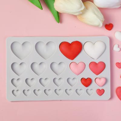 25 Cavity Heart Love Chocolate Silicone Mold Round Cake Decoration Wedding Valentine's Day Party Dessert Kitchen Baking Tools