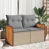 Vidaxl Sofá de Jardín con Cojines, 2 Plazas, Beige, Ratán Sintético