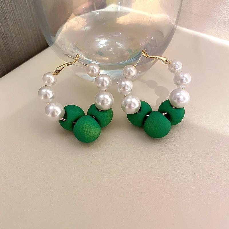 Silver Needle Green Butterfly Flower Pearl Stud Earrings Small Fresh High-end Earrings Earrings Women