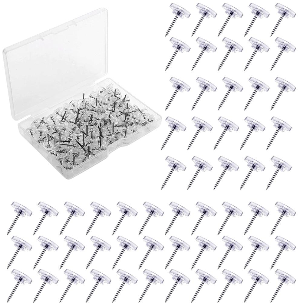 

100/120/150PCS Clear Push Pins Drawing Pins Plastic Thumbtacks with Storage Box Drawing Poster Pins Wall Tacks for Wall Hangings