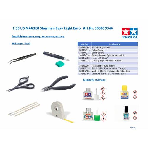 Tamiya 1/35 Military Miniature Series No.346 US Army Tank M4A3E8 Sherman Easy Eight European Front Plastic Model 35346