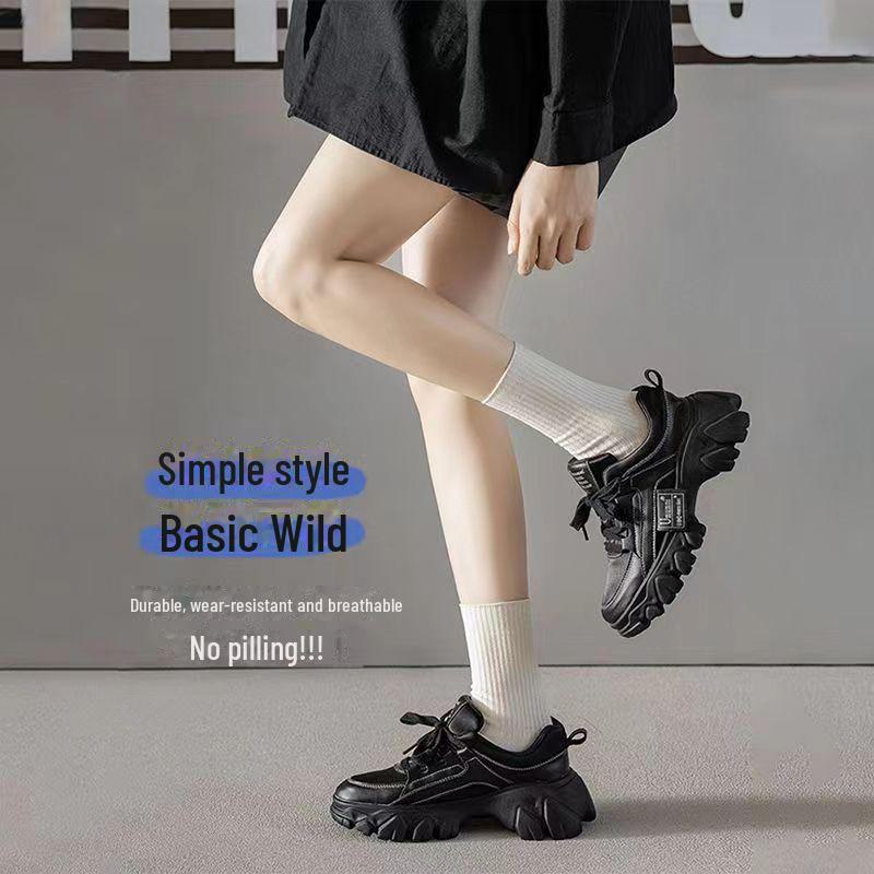 Unisex Mid-Tube Sports Socks - Black, White, Gray, Soft Cotton, Simple Design