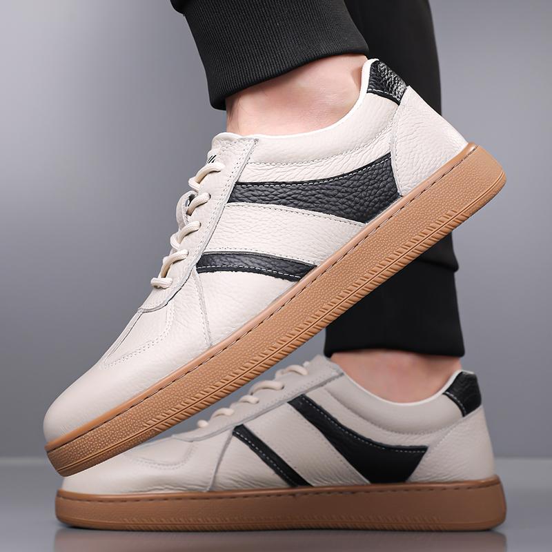 Fashion Handmade High Quality Men Leather Casual Shoes Men Brand Comfortable Flats Men Trendy Sneaker Shoes Daily Commute Oxfords Shoes