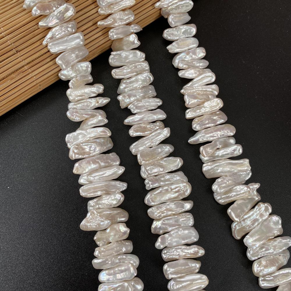 1String, Irregular Pearls, 5×20-6×22mm, White Natural Freshwater Pearl Beads for Jewelry Making DIY Supplies, Women's Craft Gifts 36cm