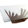 Table basse - Moderne - Noyer - Verre transparent - 130 cm - Design contemporain