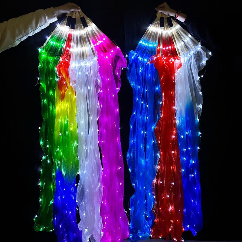 Véu Ventilador LED de Dança do Ventre de 1,5 metros com Luzes Coloridas para Mulheres Dança de Adoração e Louvor Suprimentos para Performances de Palco