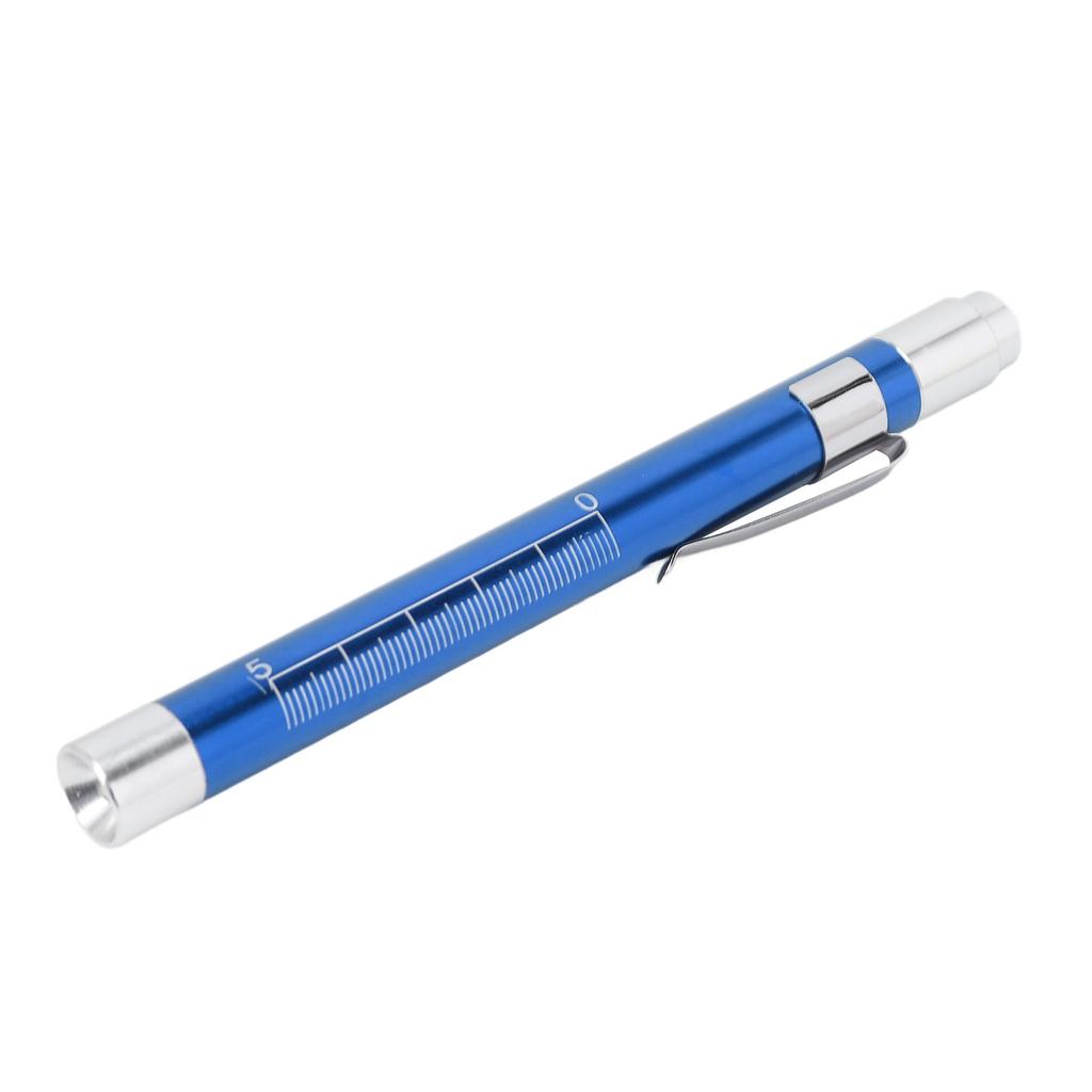 LED Penlight Yellow Lighting Concave Head Aluminum Alloy Medical Pen Light with Pupil Gauge Blue