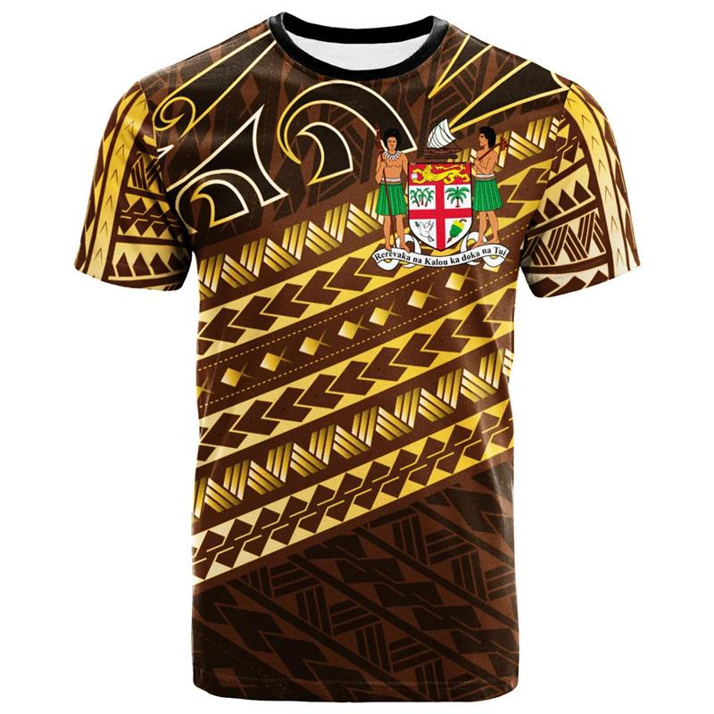 Fiji Polynesian 3D Print Men’s Oversized Round Neck Casual Short Sleeve Tee