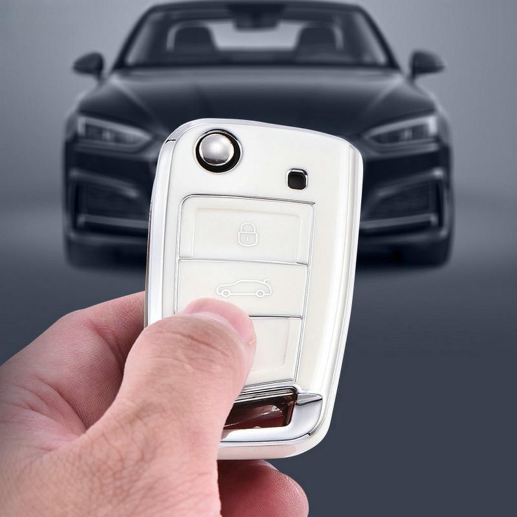 Car TPU Key Case Cover For VW Volkswagen Golf 7 MK7 Tiguan MK2 T-roc T-cross Skoda Octavia Kodiaq Karoq Seat Ateca Leon Fob