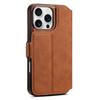 DENIOR B06 For iPhone 16 Pro Case Magnetic Detachable Wallet Stand Leather+TPU Phone Cover