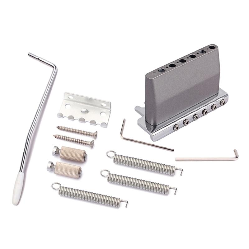 Electric Guitar Bridge Tremolo System Set with Whammy Bar for 6 String  Guitar Tailpiece Replacement Chrome