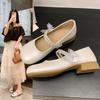 Butterfly decorative Mary Jane shoes women's new low-heeled single shoes women's skirt Doudou women's shoes