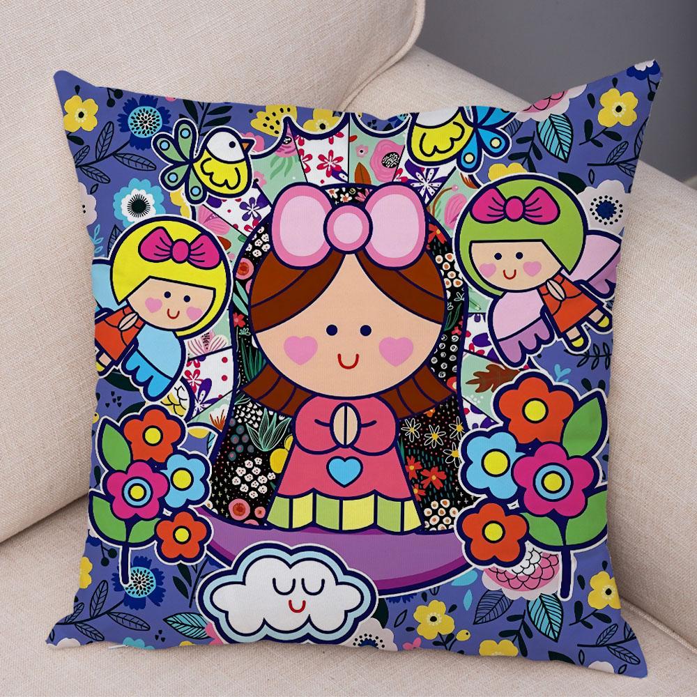 

Чехол для подушки с изображением Девы Марии, украшение, кавайный мультфильм, детский чехол для дивана 40x40cm