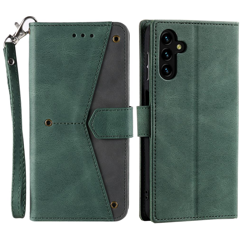 For Samsung Galaxy A16 5G/A16 4G Leather Case Splicing Stitching Wallet Stand Phone Cover with Strap